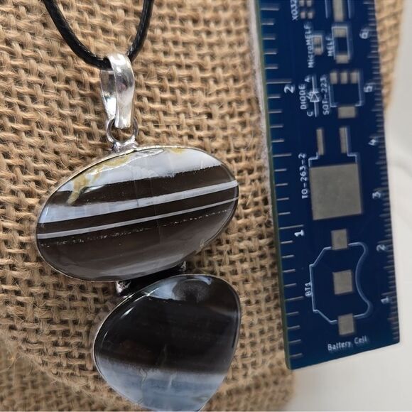 Blue Owyhee Opal Pendant with organza gift bag And satin cord necklace Handmade - Picture 5 of 6